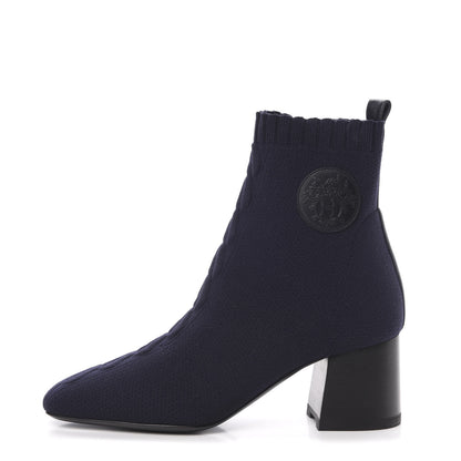 Hermes Knit Calfskin Volver Ankle Boots 36 Bleu Diplomatique 1 of 8