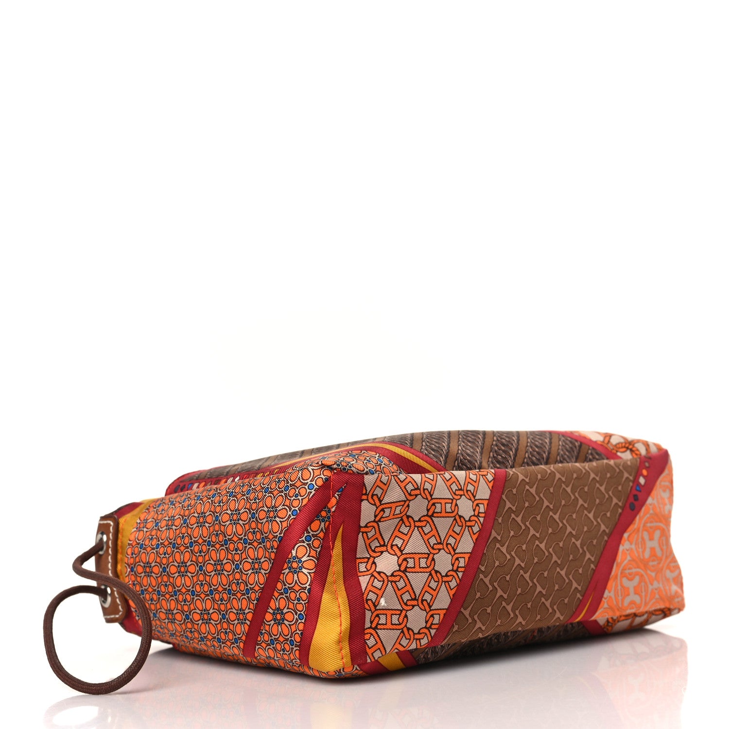 Hermes Silk Barenia Carre en Cravates Fourbi 20 PM Pouch Flamingo Pink Deer Brown 4 of 9