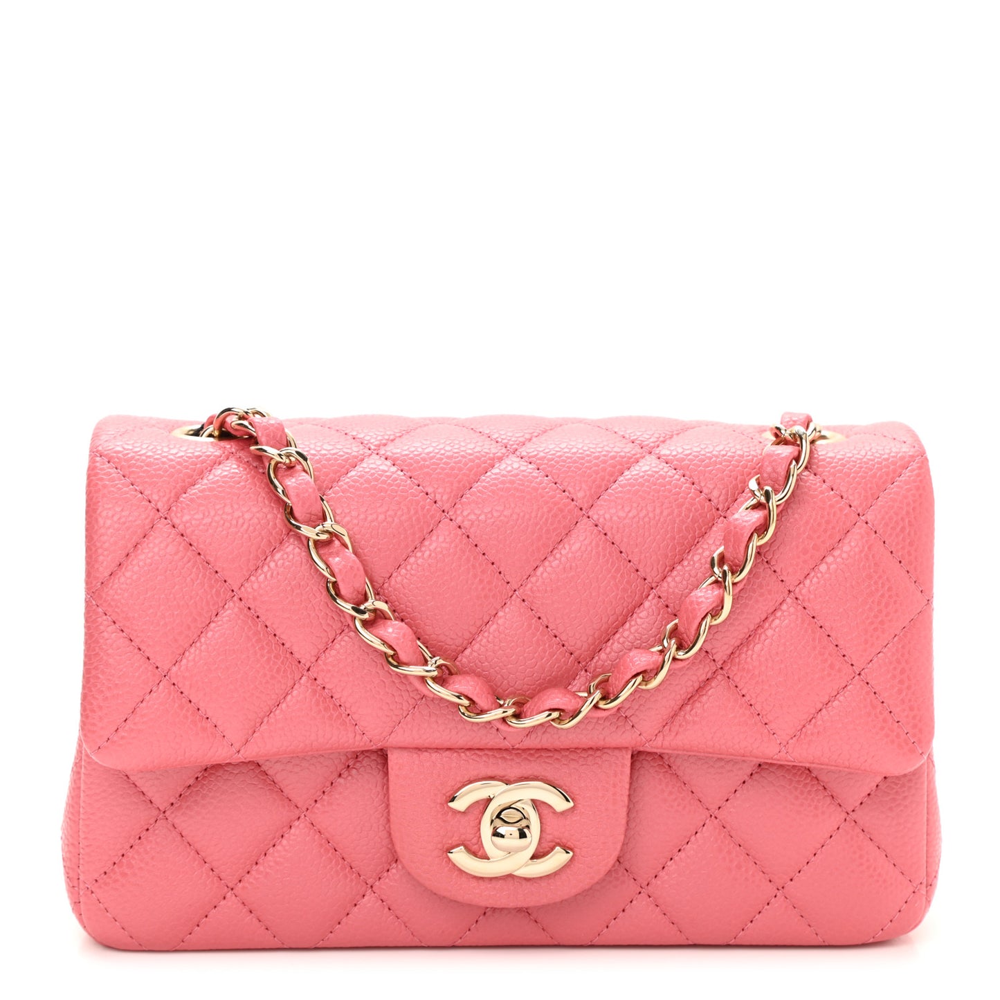 Caviar Quilted Mini Rectangular Flap Dark Pink