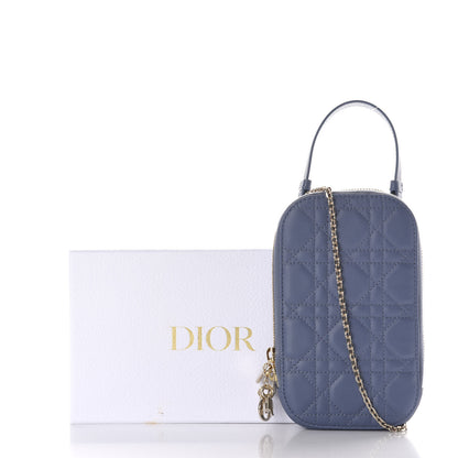 Christian Dior Lambskin Cannage Lady Dior Phone Holder Denim Blue 11 of 11