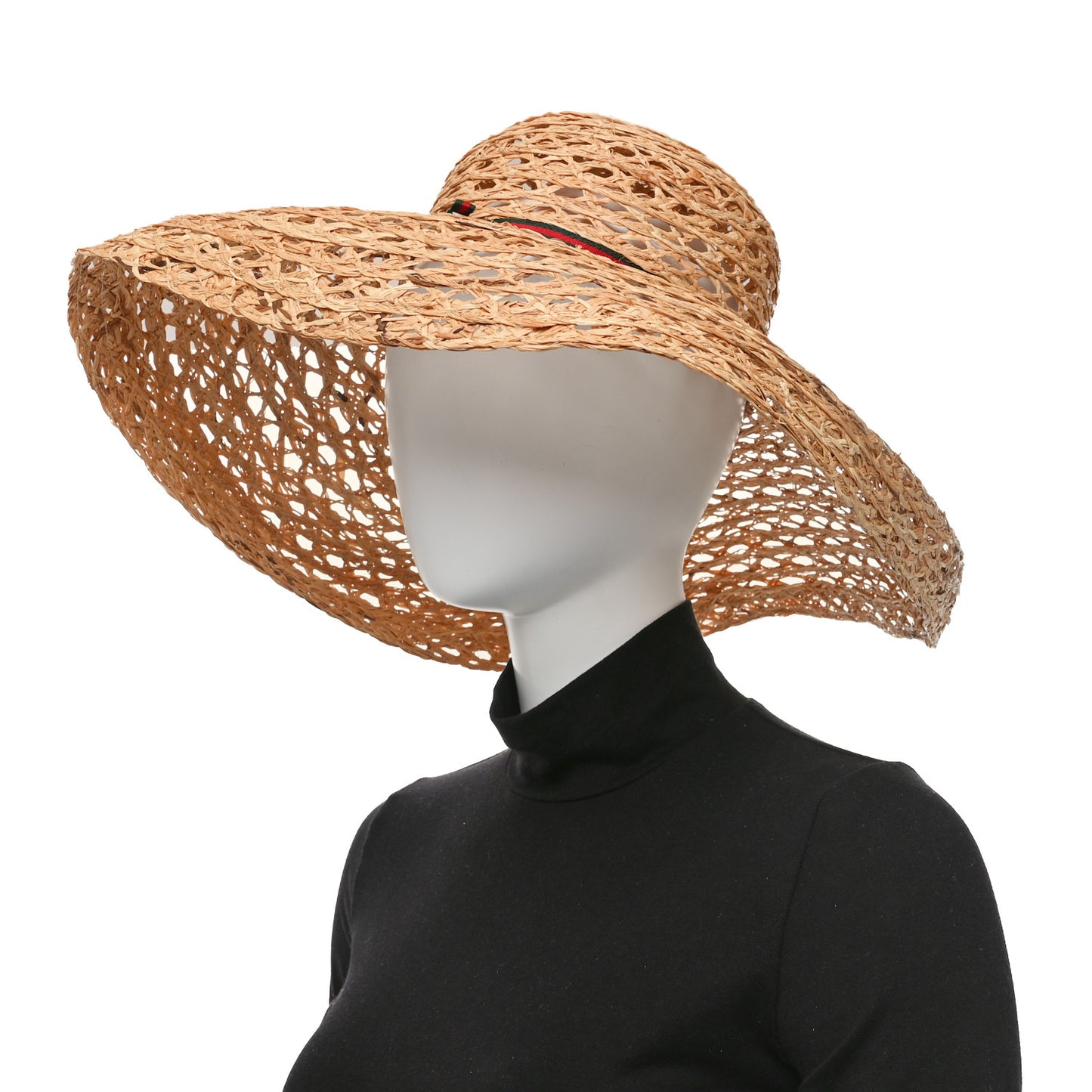 Straw Grosgrain Wide Brim Hat M Gold