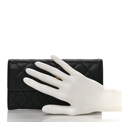 Chanel Caviar Quilted Large Gusset Flap Wallet Black 2 of 14