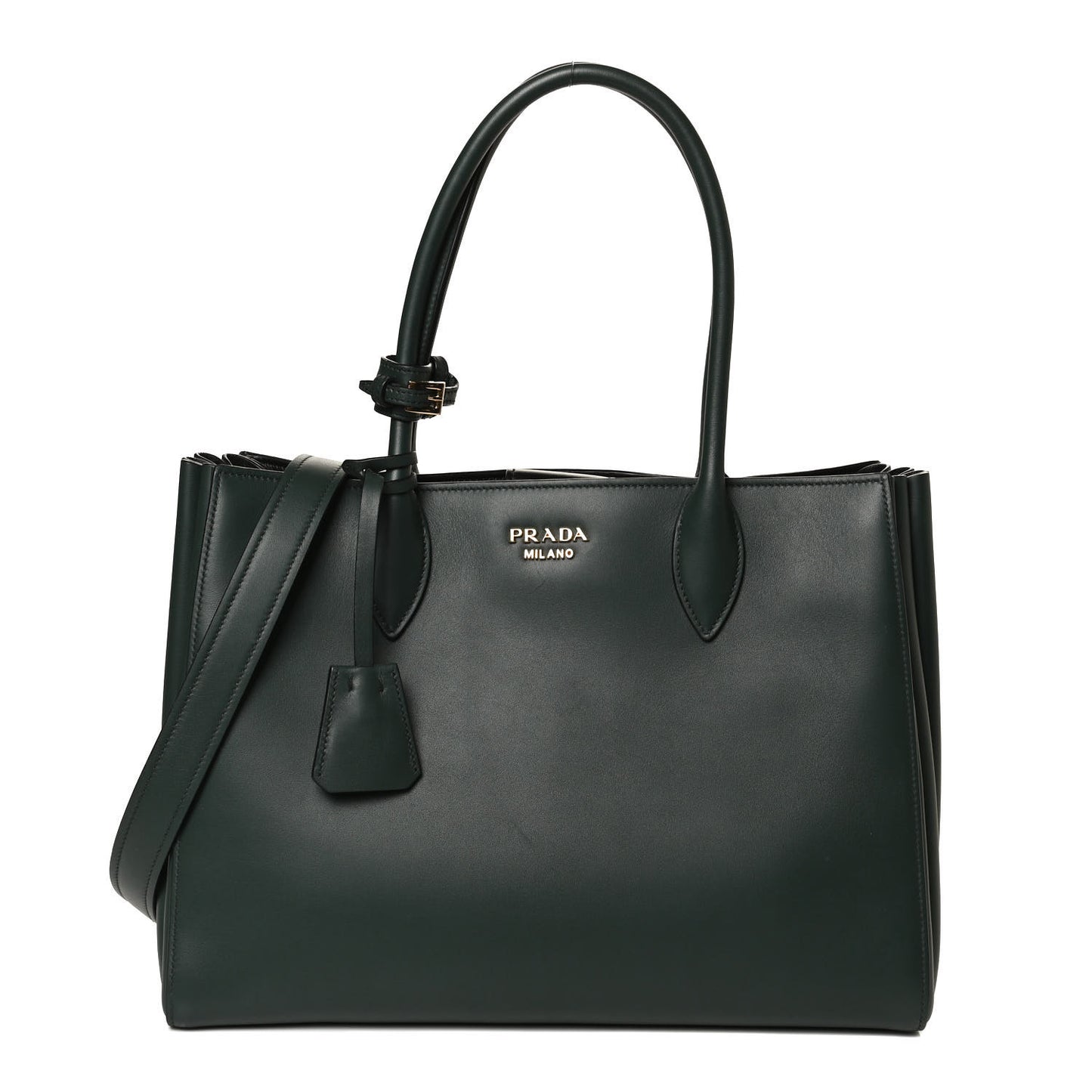 City Calfskin Medium Colorblock Bibliothèque Tote Green Black