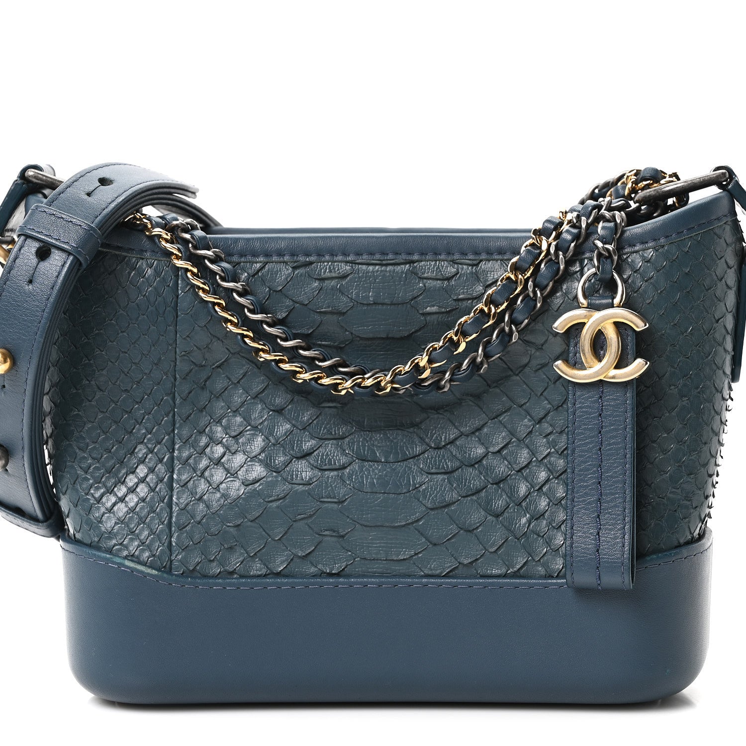 Chanel Snakeskin Small Gabrielle Hobo Blue 8 of 10