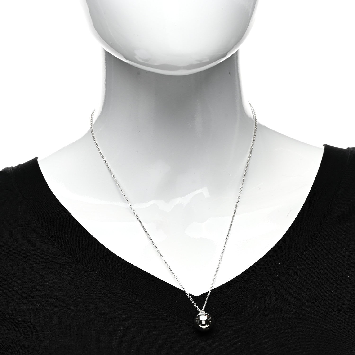 Tiffany Sterling Silver 12.75mm HardWear Ball Pendant Necklace 2 of 5