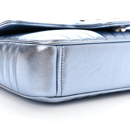 Prada Metallic Nappa Impunture Diagramme Small Chain Flap Shoulder Bag Pervinca Mordor 8 of 11