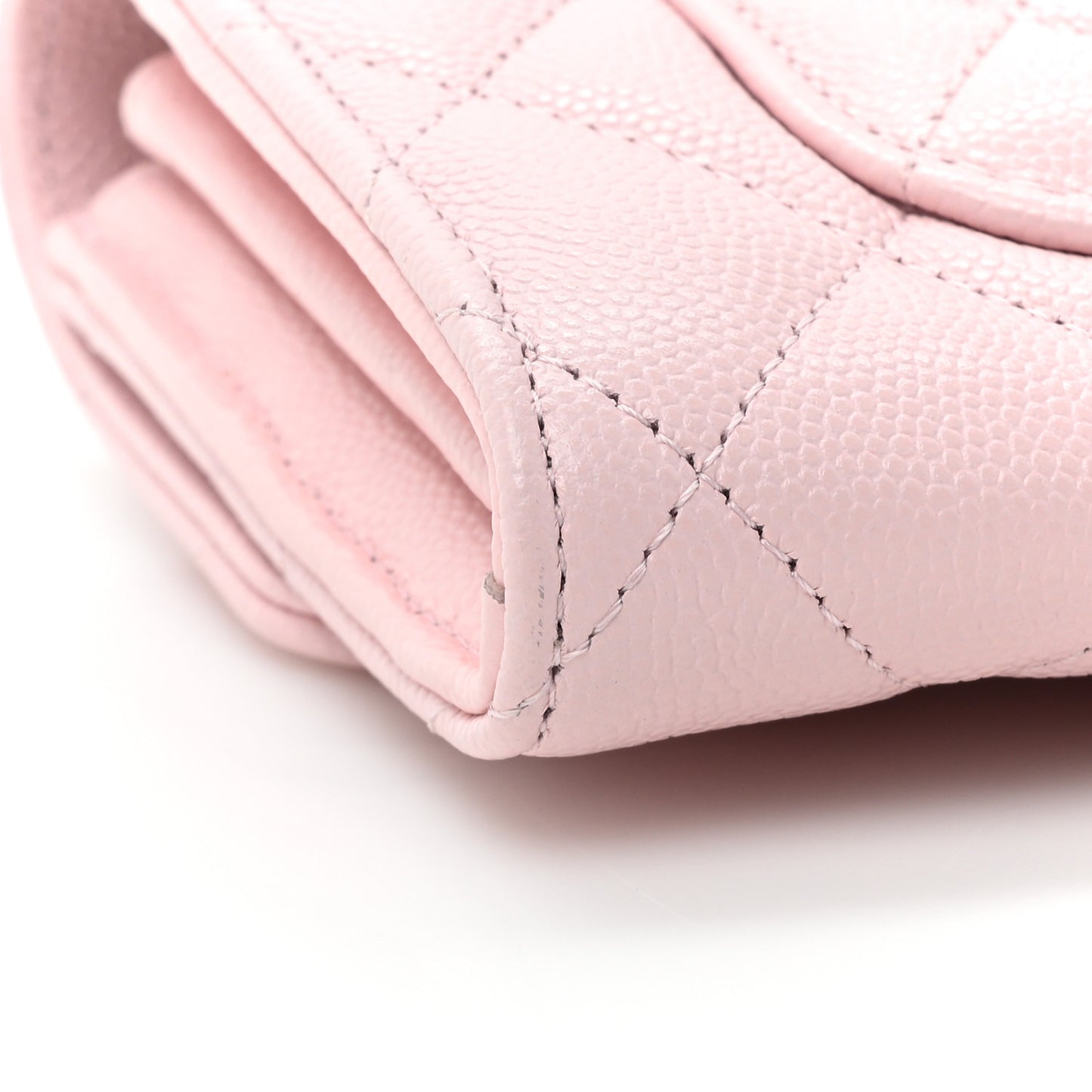 Caviar Quilted Large Gusset Flap Wallet Light Pink
