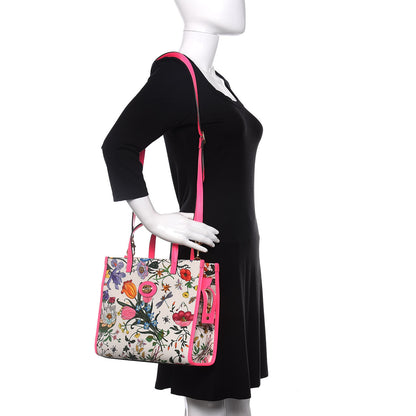 Gucci Canvas Medium Flora Tote Fuchsia 2 of 14