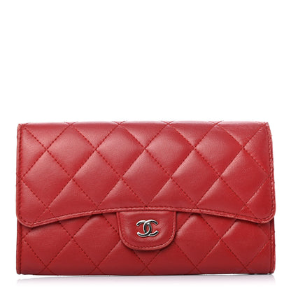 Chanel Lambskin Quilted Large Flap Wallet Red 1 of 4