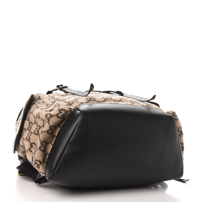 Gucci Covered Wool GG Monogram Large Double Buckle Backpack Beige Ebony Black 3 of 13