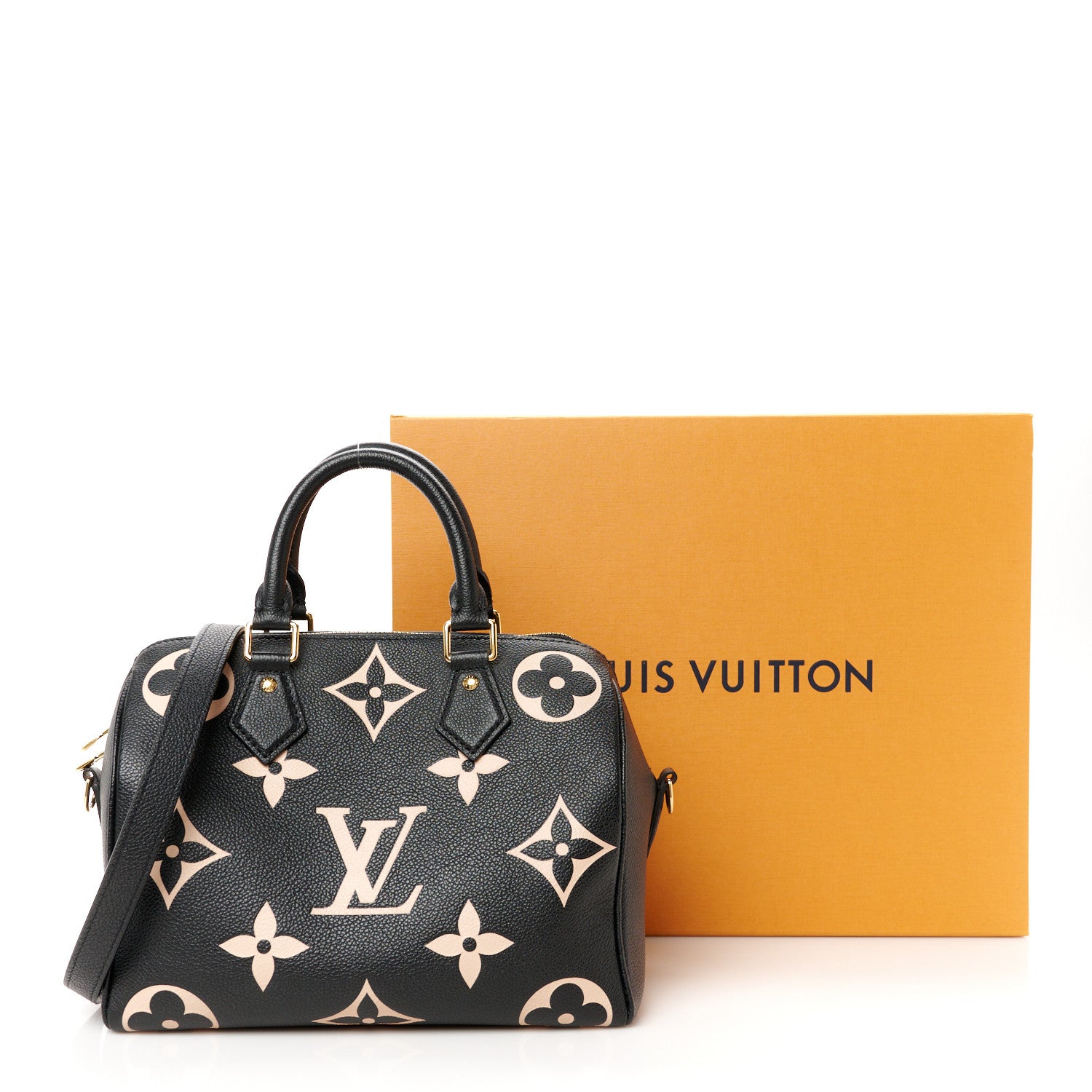 Louis Vuitton Empreinte Monogram Giant Speedy Bandouliere 25 Black Beige 13 of 13