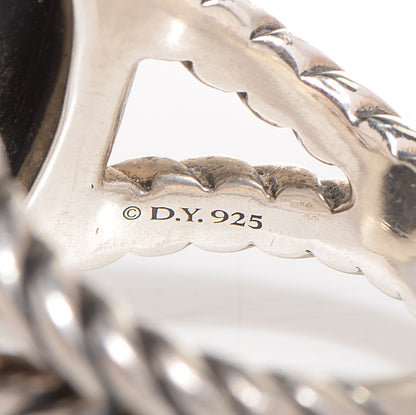 David Yurman Sterling Silver Diamond Cable Coil Ring 8 4 of 5