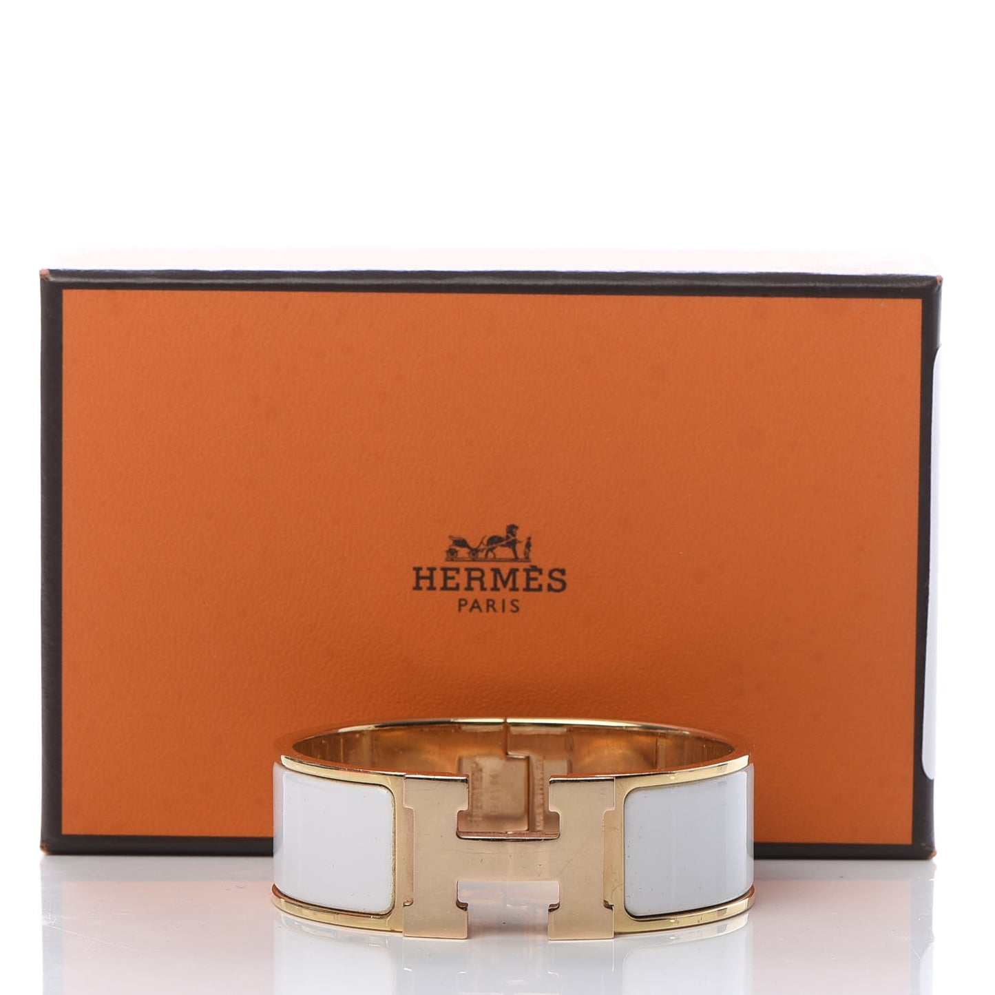 Enamel Wide Clic Clac H Bracelet GM White