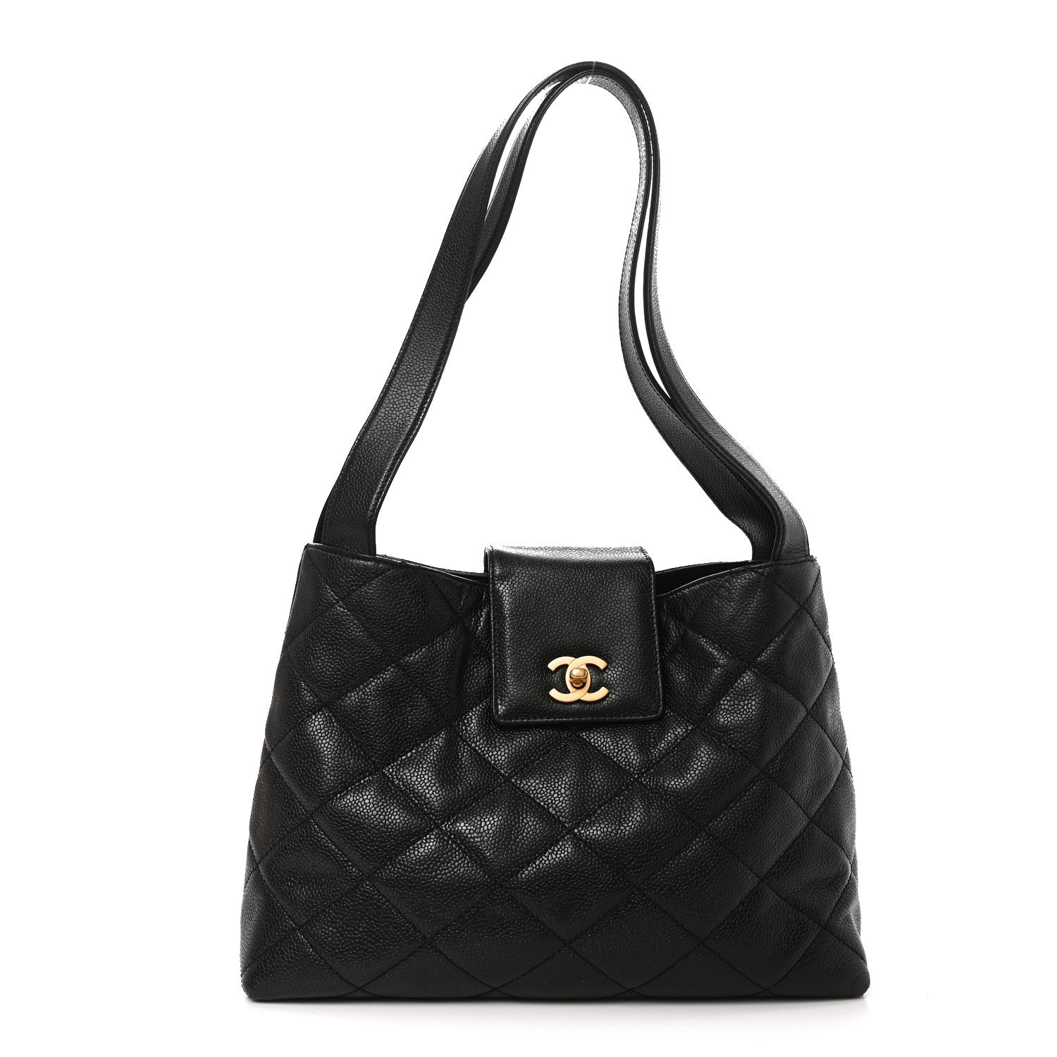 Chanel Caviar Diamond Flap Shoulder Bag Black 1 of 10