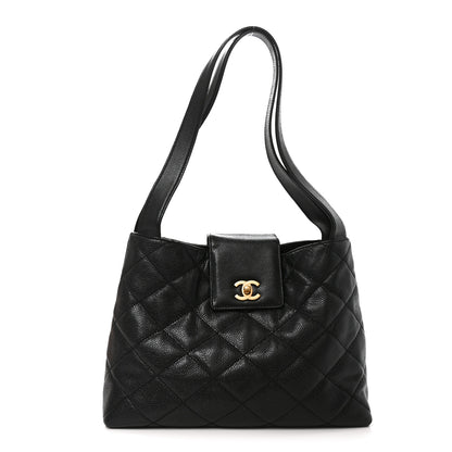 Chanel Caviar Diamond Flap Shoulder Bag Black 1 of 10