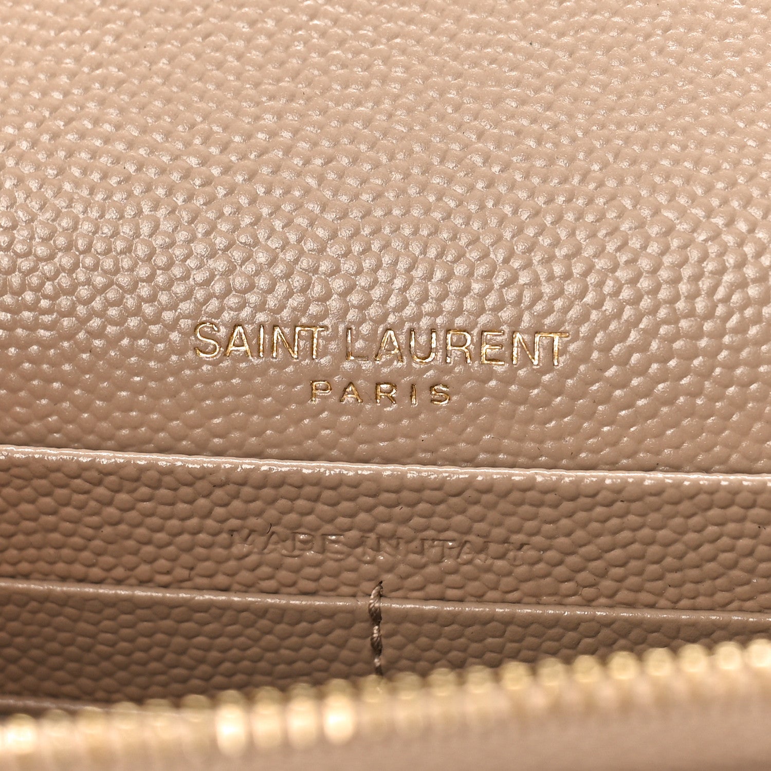 Saint Laurent Grain De Poudre Matelasse Chevron Monogram Envelope Chain Wallet Dark Beige 6 of 9