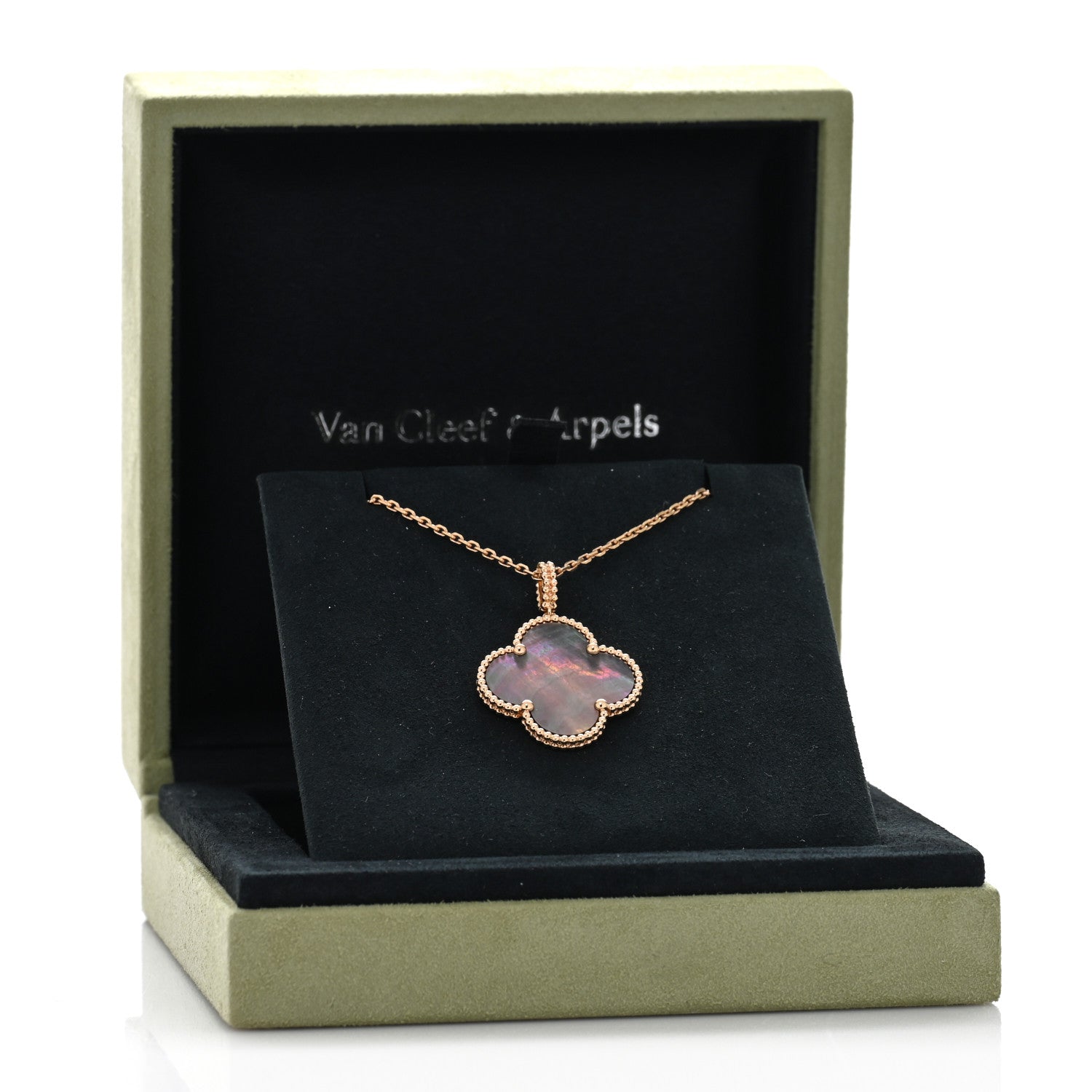 Van Cleef & Arpels 18K Rose Gold Gray Mother of Pearl Magic Alhambra Long Necklace 5 of 5