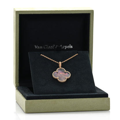 Van Cleef & Arpels 18K Rose Gold Gray Mother of Pearl Magic Alhambra Long Necklace 5 of 5