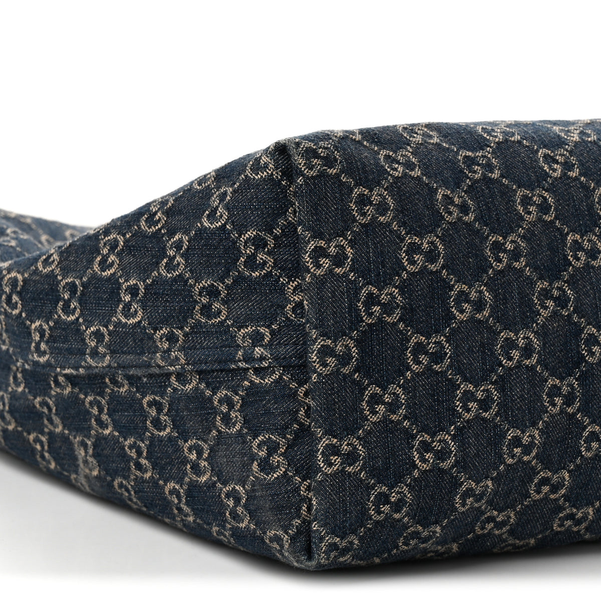 Denim GG Monogram Web Large Giglio Tote Blue