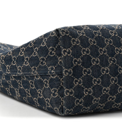 Gucci Denim GG Monogram Web Large Giglio Tote Blue 9 of 10