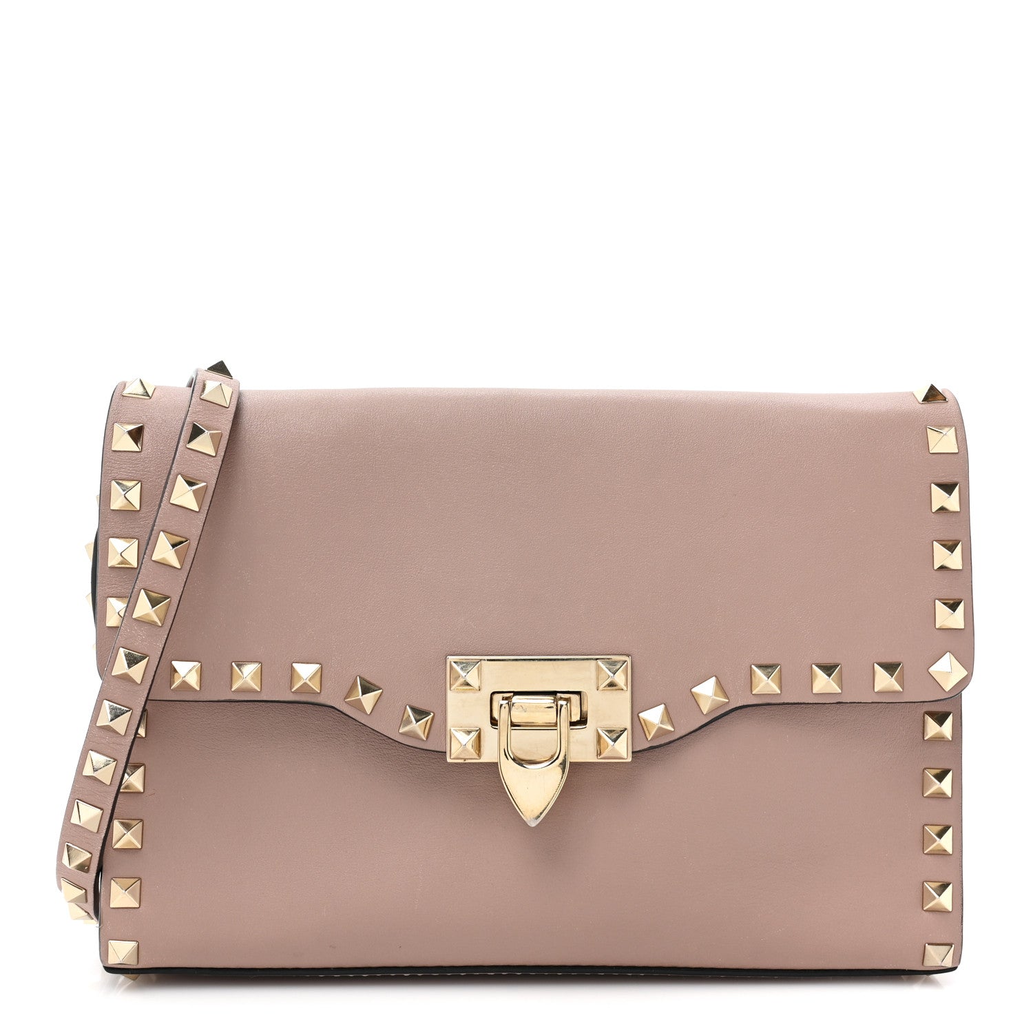 Valentino Garavani Vitello Medium Rockstud Flip Lock Crossbody Bag Poudre 1 of 13