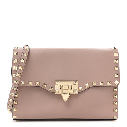 Valentino Garavani Vitello Medium Rockstud Flip Lock Crossbody Bag Poudre 1 of 13
