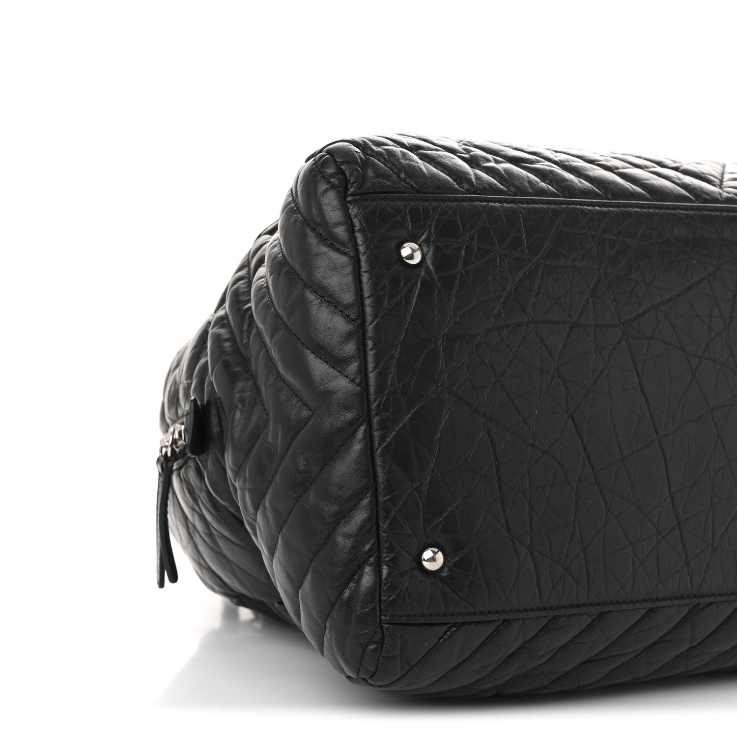Chanel Aged Calfskin Chevron Large Soft Bowling Bag Black 17 of 19