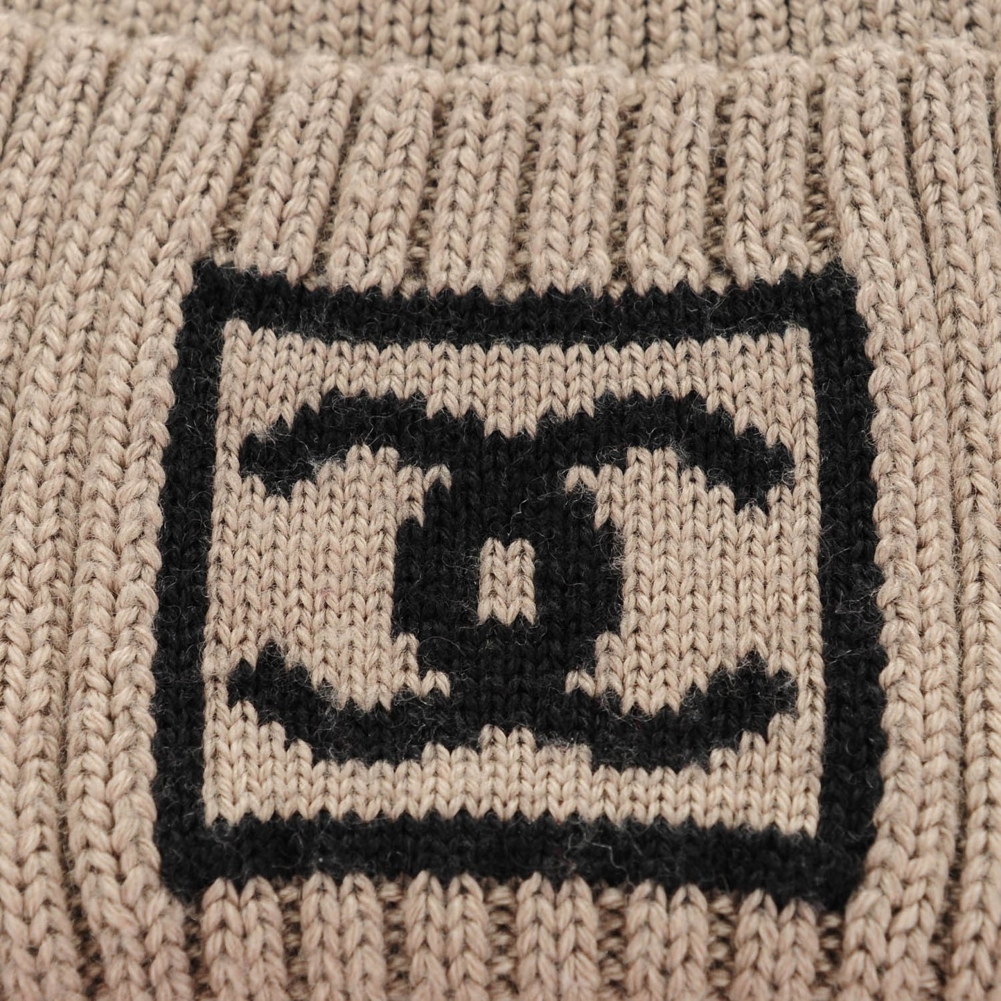 Merino Wool Silk Cashmere CC Beanie Hat Taupe