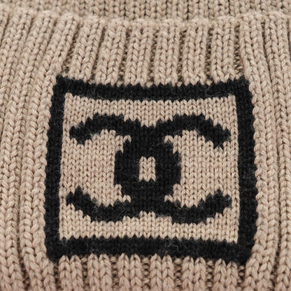 Chanel Merino Wool Silk Cashmere CC Beanie Hat Taupe 4 of 6