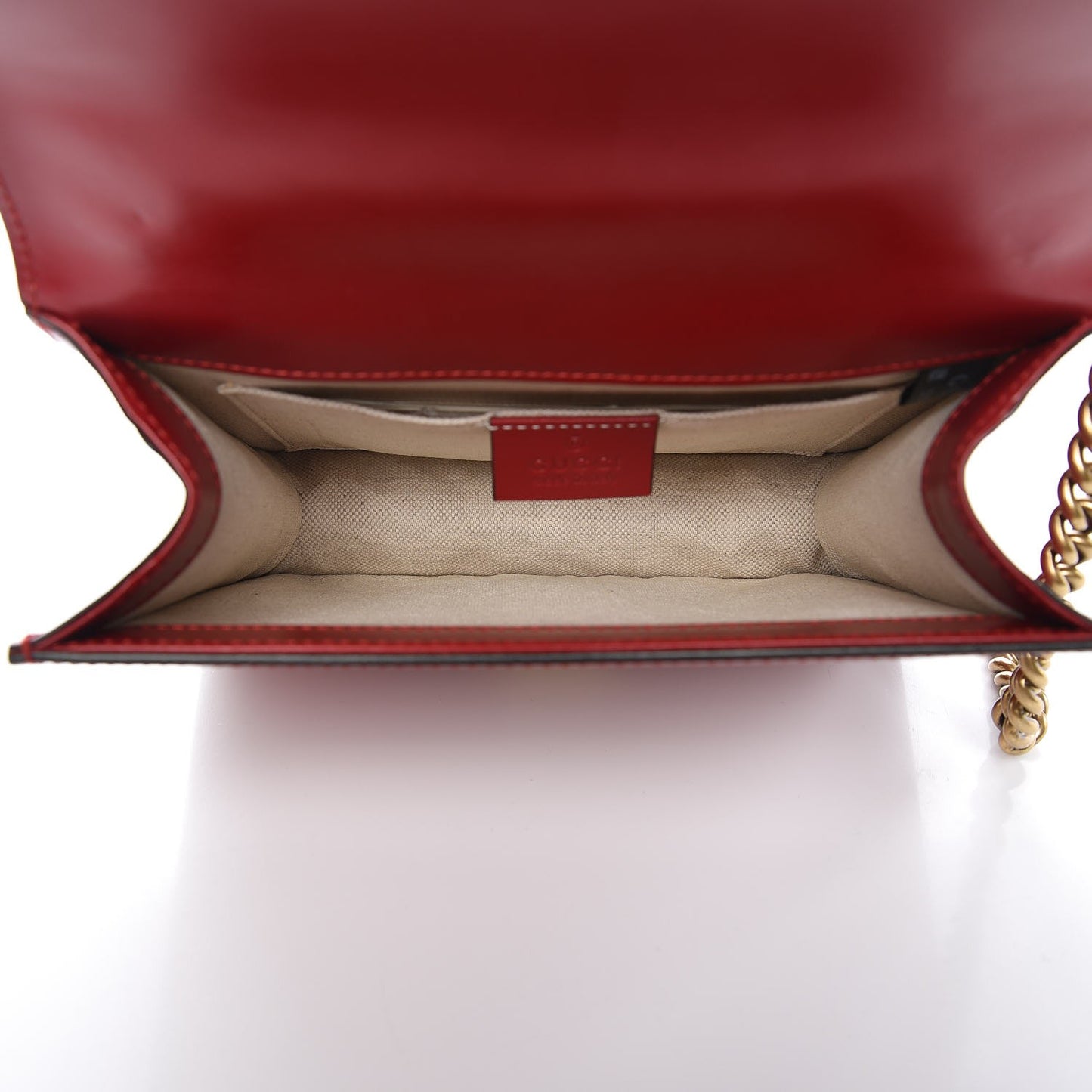 Knight Calfskin Small GG Marmont Chain Handle Bag Hibiscus Red