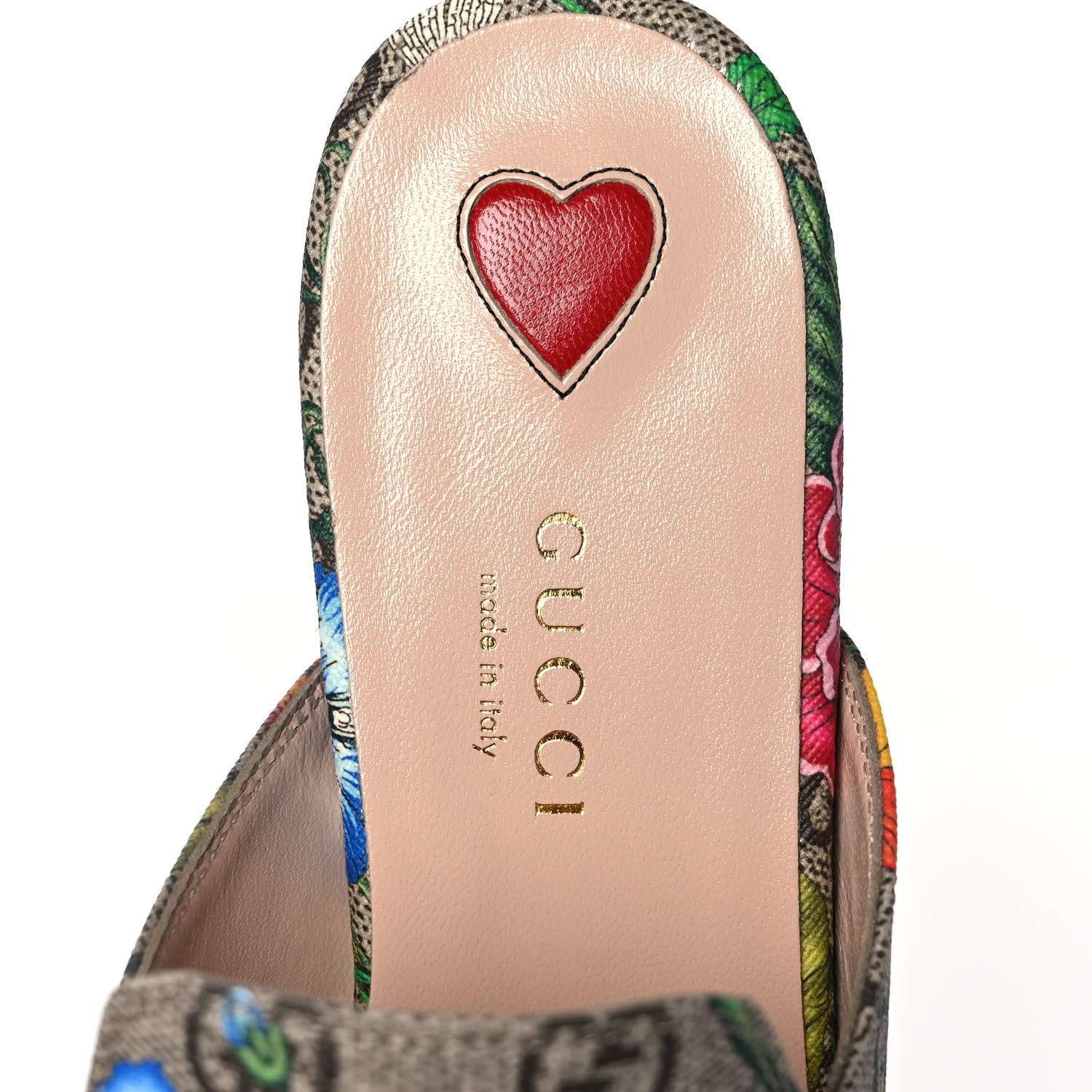 Gucci GG Supreme Monogram Flora Womens Princetown Slippers 35 Beige Ebony Multicolor Rosso 7 of 8