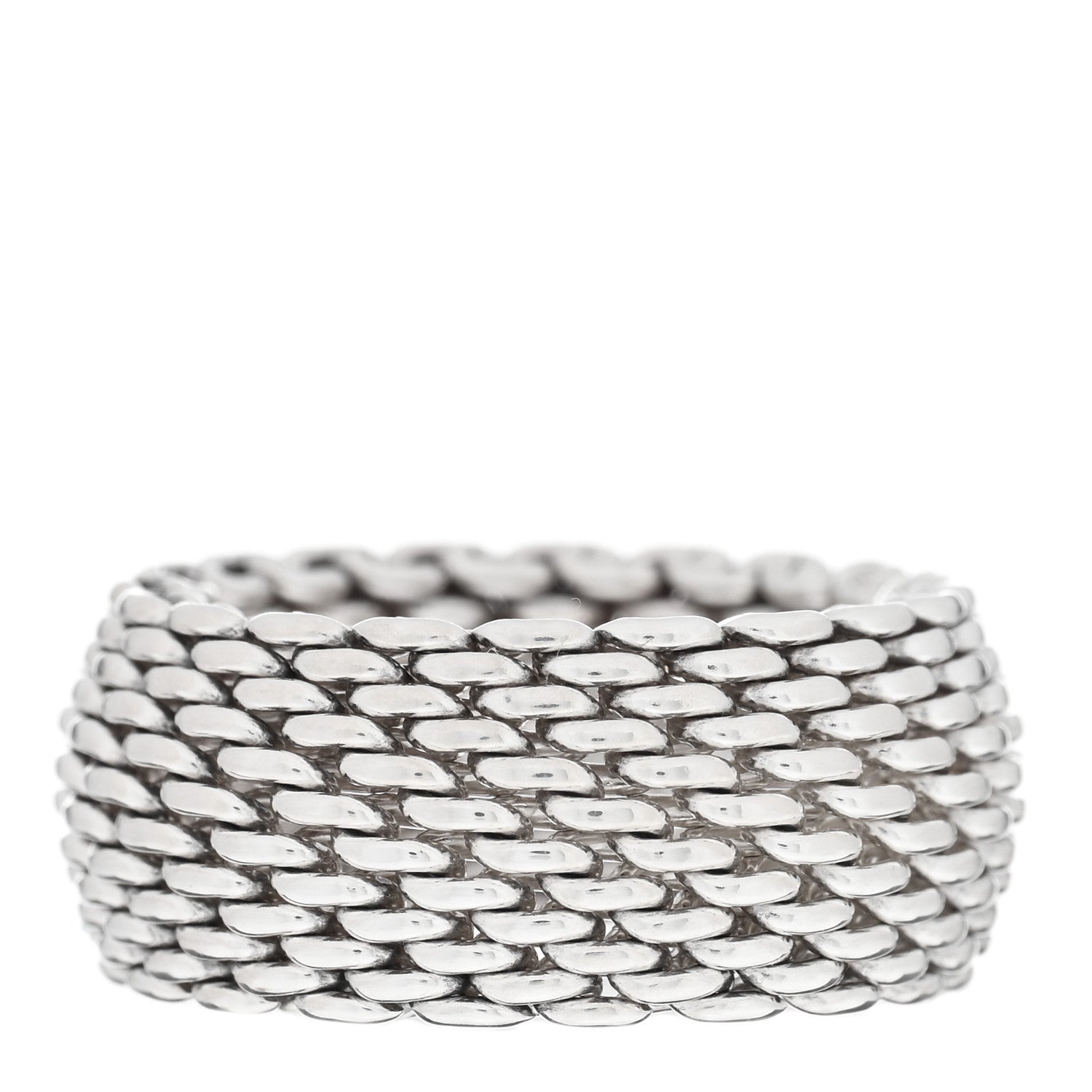 Tiffany Sterling Silver Somerset Mesh Ring 51 5.75 1 of 4