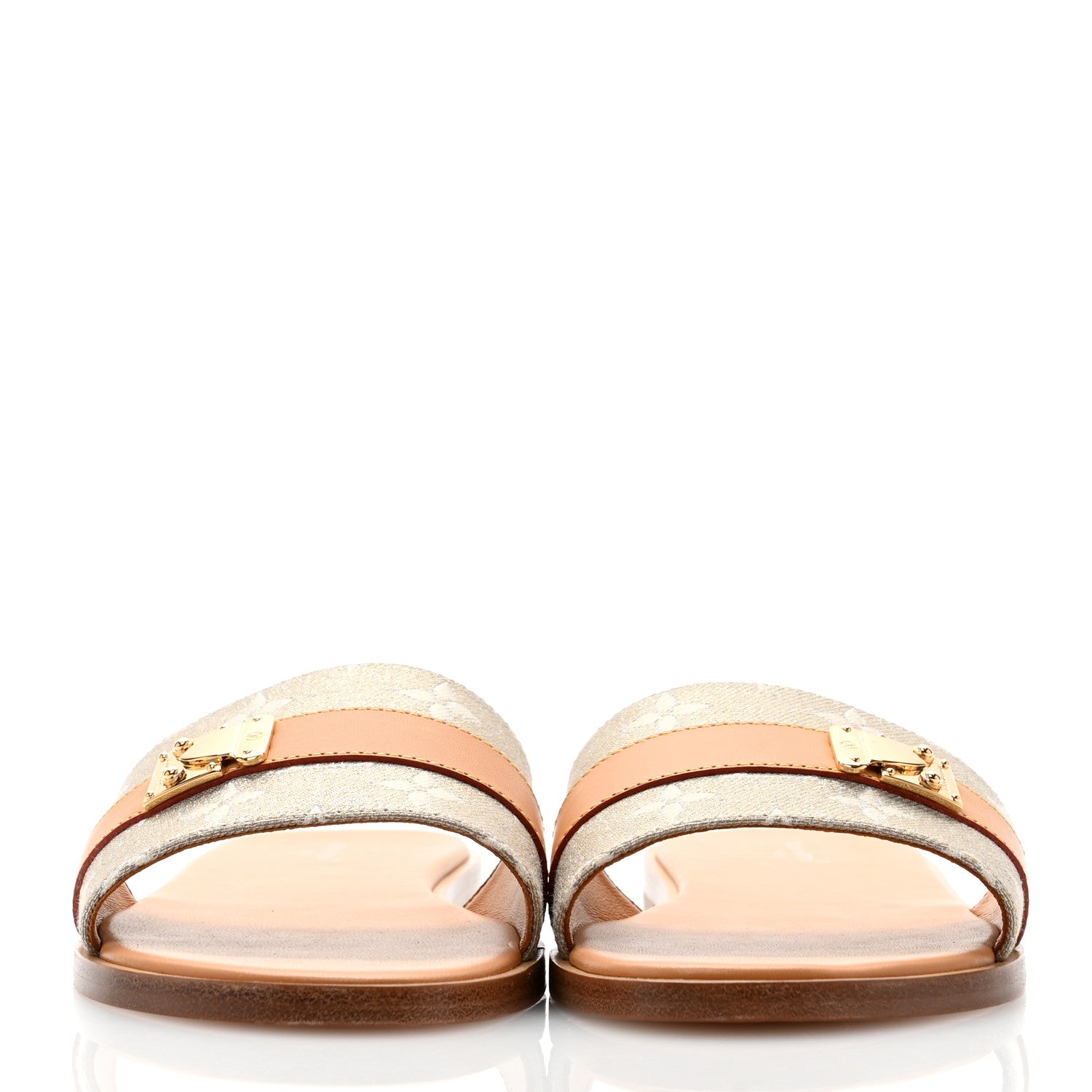 Louis Vuitton Monoglam Lock It Flat Mule 39 Gold 2 of 9