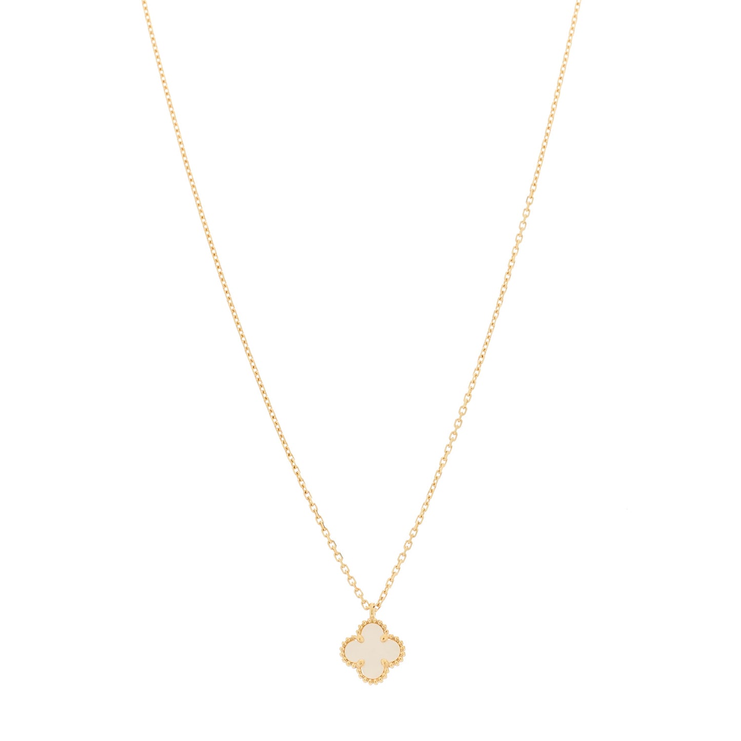 18K Yellow Gold Mother of Pearl Sweet Alhambra Pendant Necklace