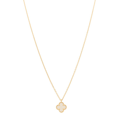 Van Cleef & Arpels 18K Yellow Gold Mother of Pearl Sweet Alhambra Pendant Necklace 1 of 7