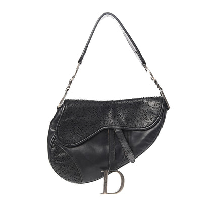 Christian Dior Lambskin Laser Cut Saddle Bag Black 1 of 13