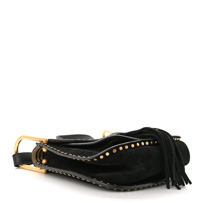 Chloe Suede Calfskin Braided Small Hudson Shoulder Bag Black 4 of 11