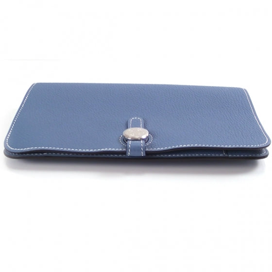 Togo Dogon Compact Wallet Blue Jean