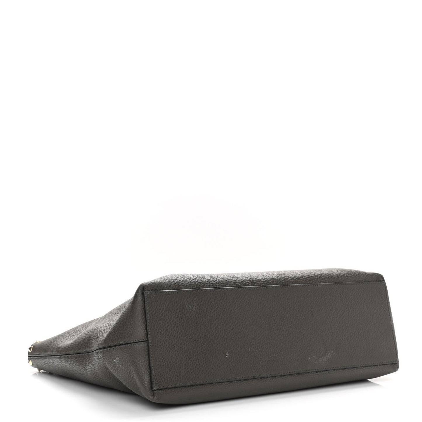 Grained Calfskin Rockstud Shoulder Tote Graphite