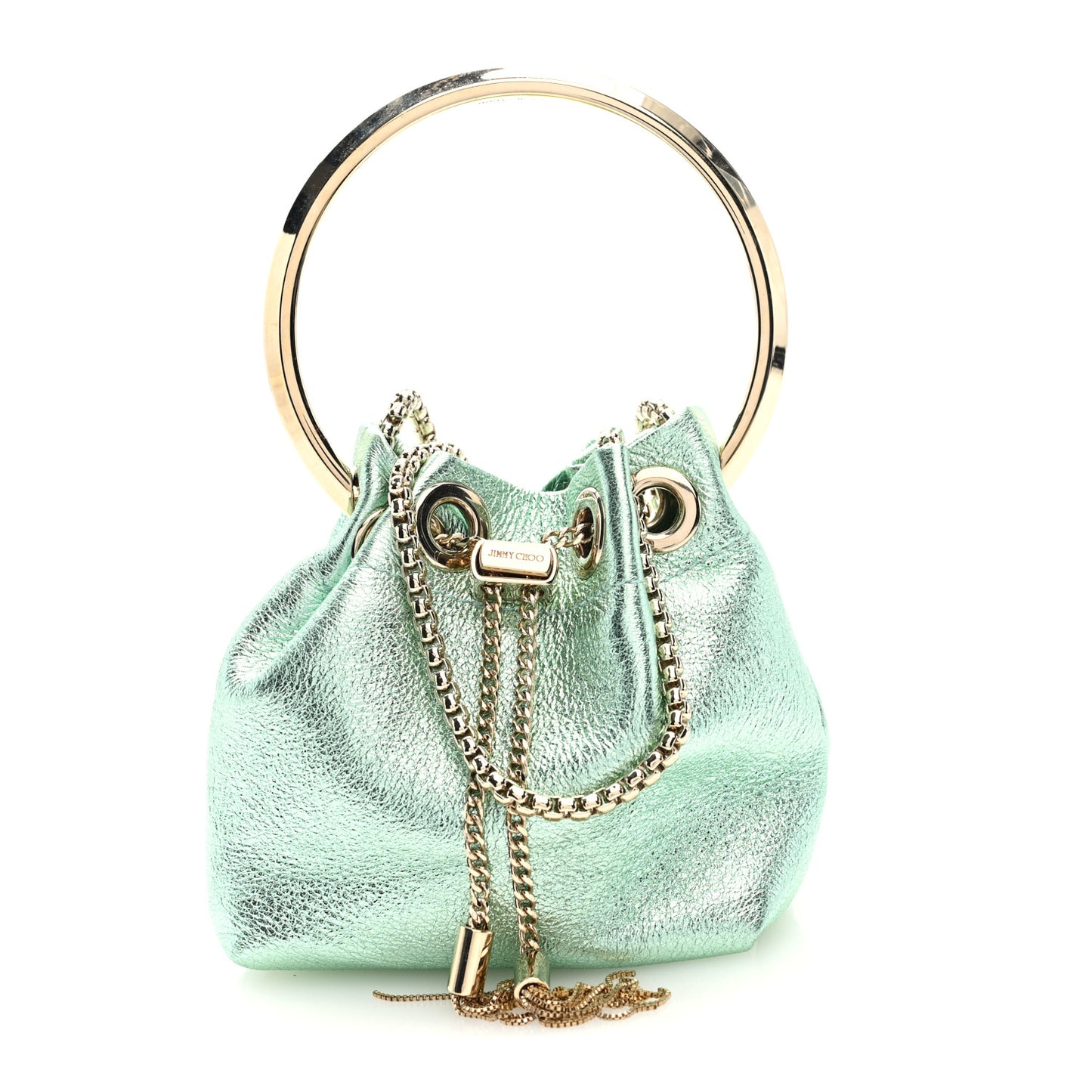 Metallic Nappa Micro Bon Bon Bag Smoke Green