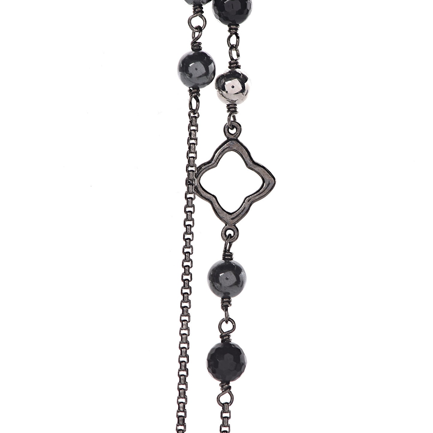Sterling Silver Black Onyx Hematite Elements Chain Necklace