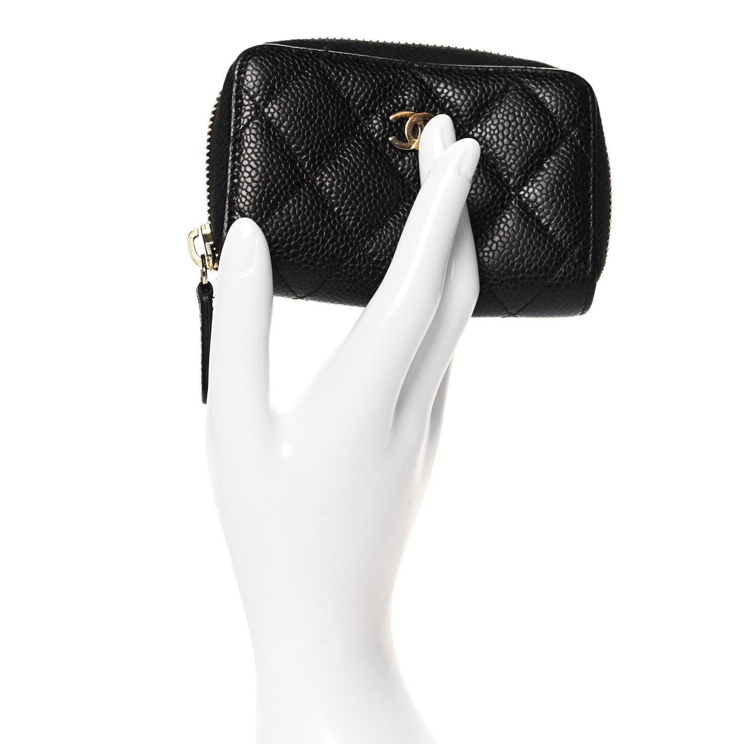 Chanel Caviar Quilted Zip Coin Purse Black 2 of 8