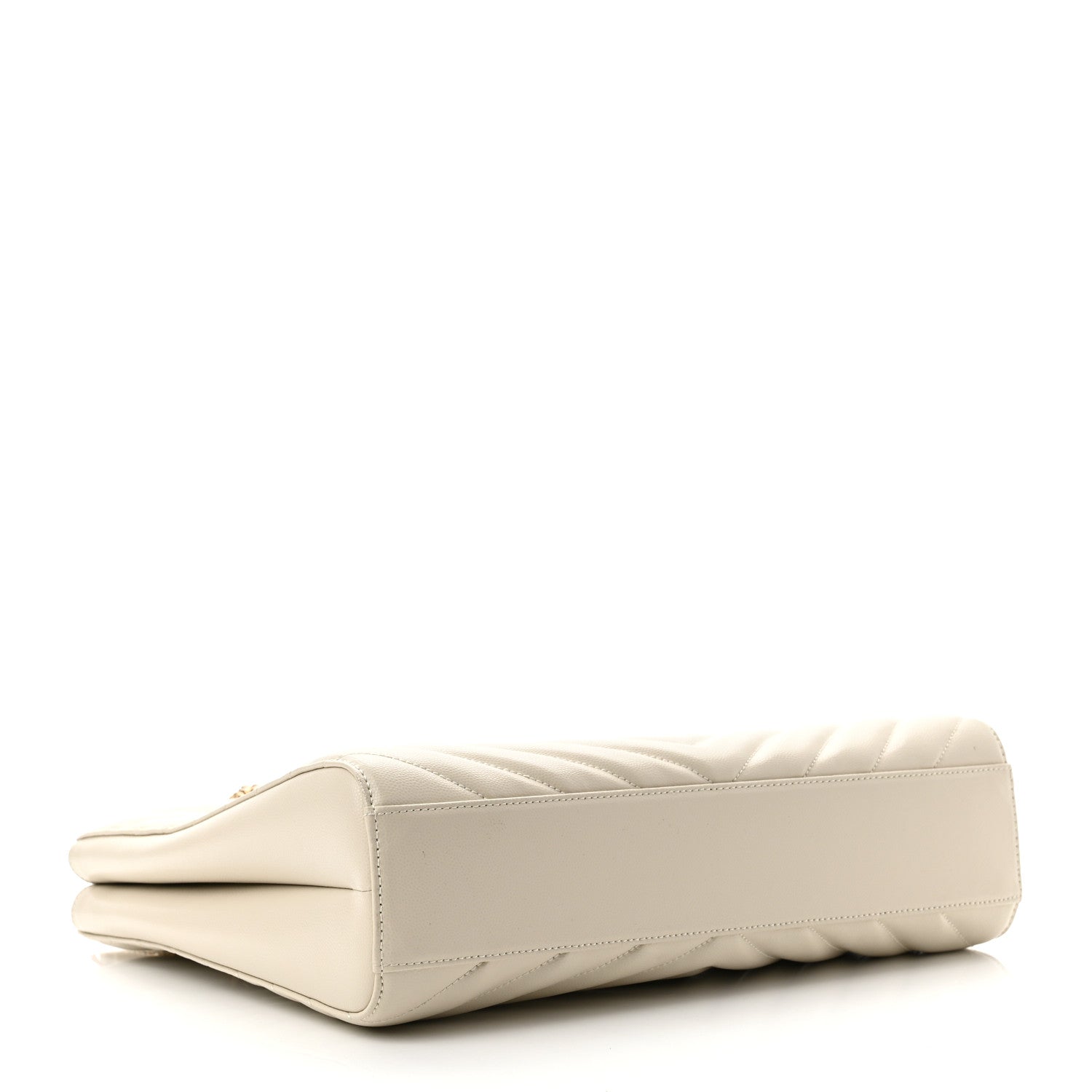 Saint Laurent Grain De Poudre Matelasse Chevron Medium Tribeca Shopping Bag Crema Soft 4 of 10