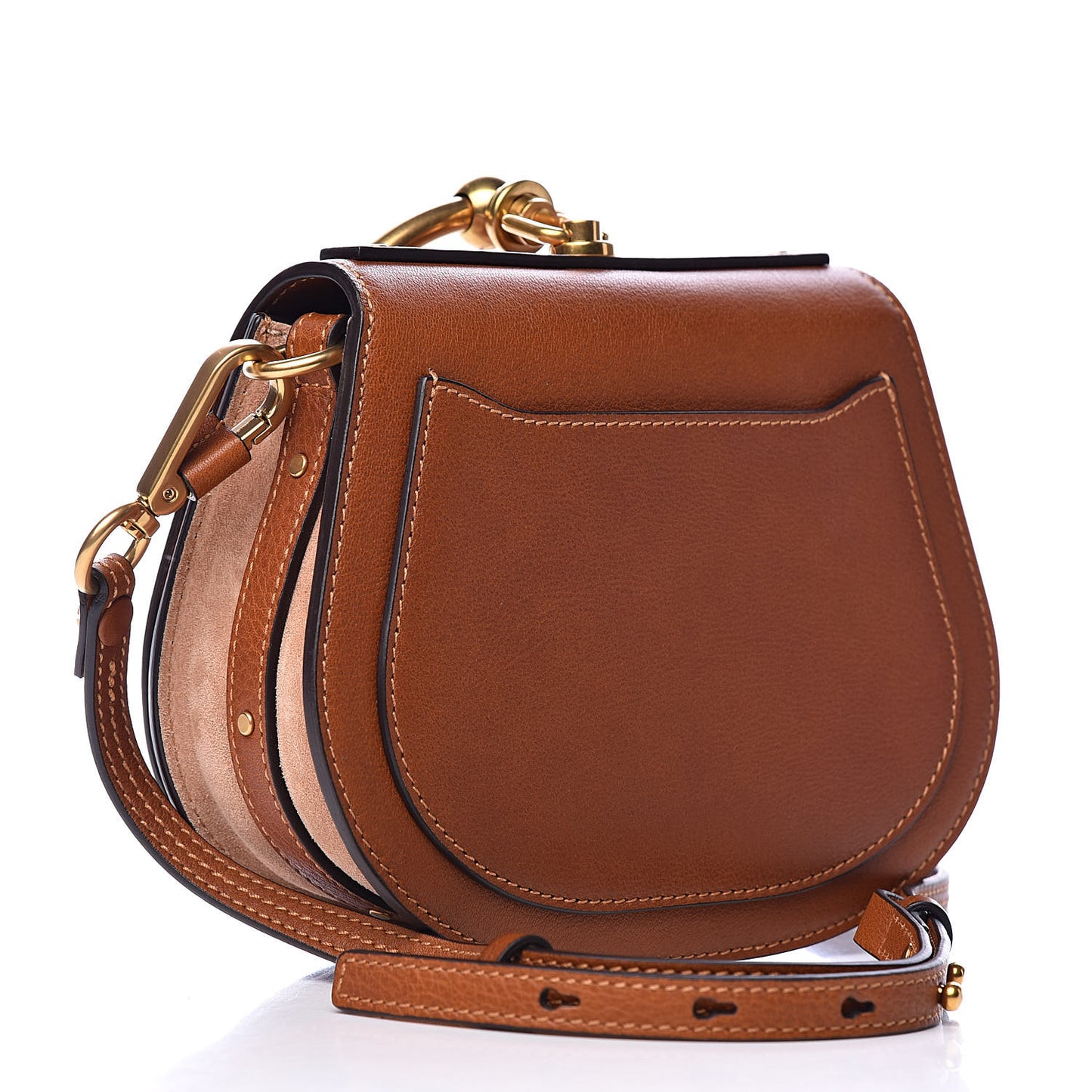 Calfskin Suede Floral Patchwork Small Nile Bracelet Bag Caramel
