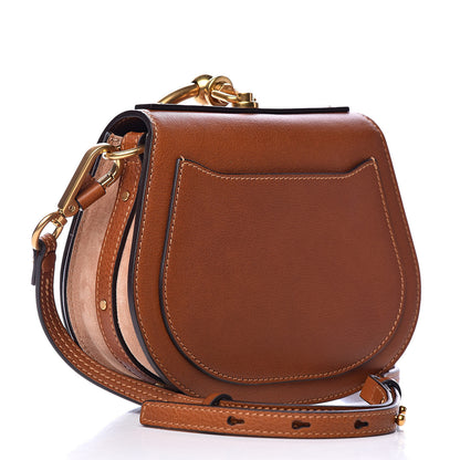 Chloe Calfskin Suede Floral Patchwork Small Nile Bracelet Bag Caramel 3 of 11