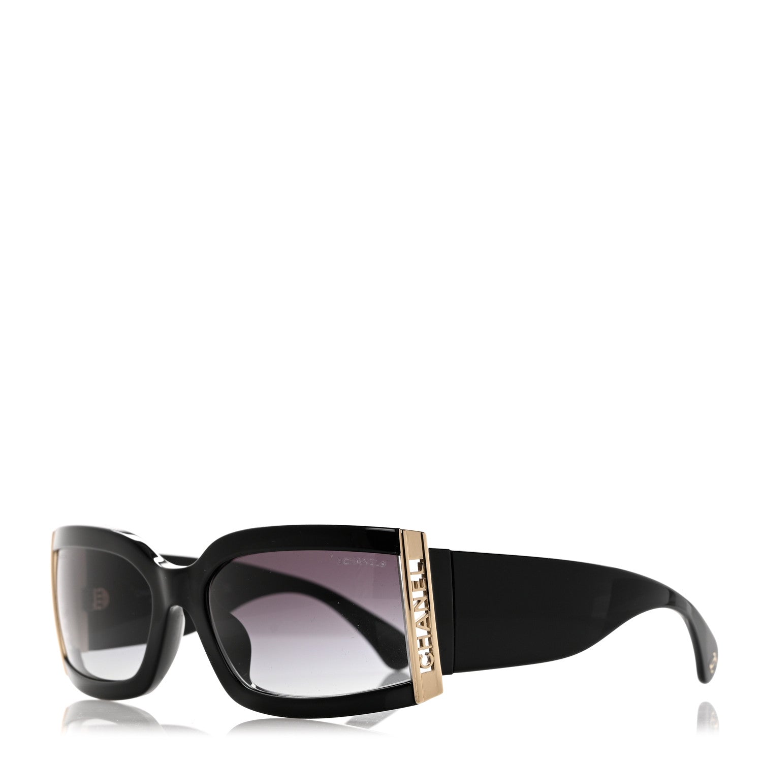 Chanel Acetate Rectangle Logo Sunglasses 571546A Black 1 of 7