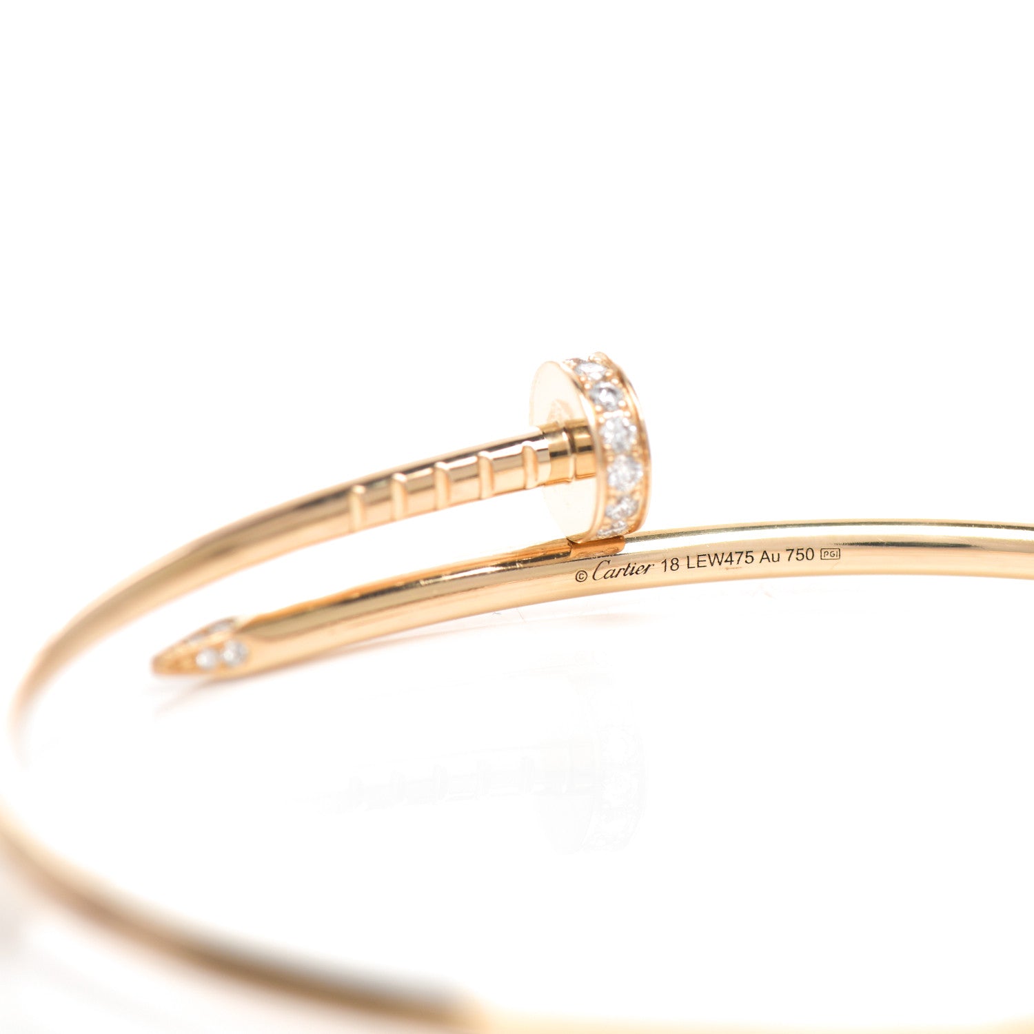Cartier 18K Yellow Gold Diamond Small Juste Un Clou Bracelet 18 4 of 5