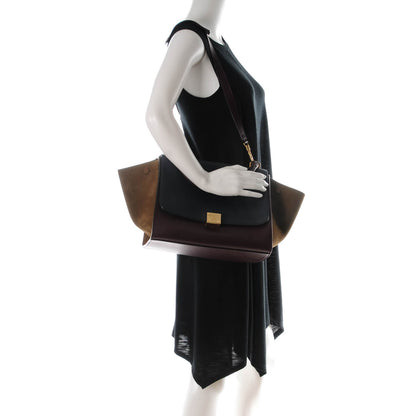 Celine Smooth Calfskin Suede Medium Tri-Color Trapeze Burgundy 2 of 7