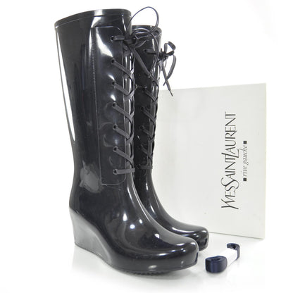 Saint Laurent Rubber Welly Rain Boots 41 Black 4 of 6