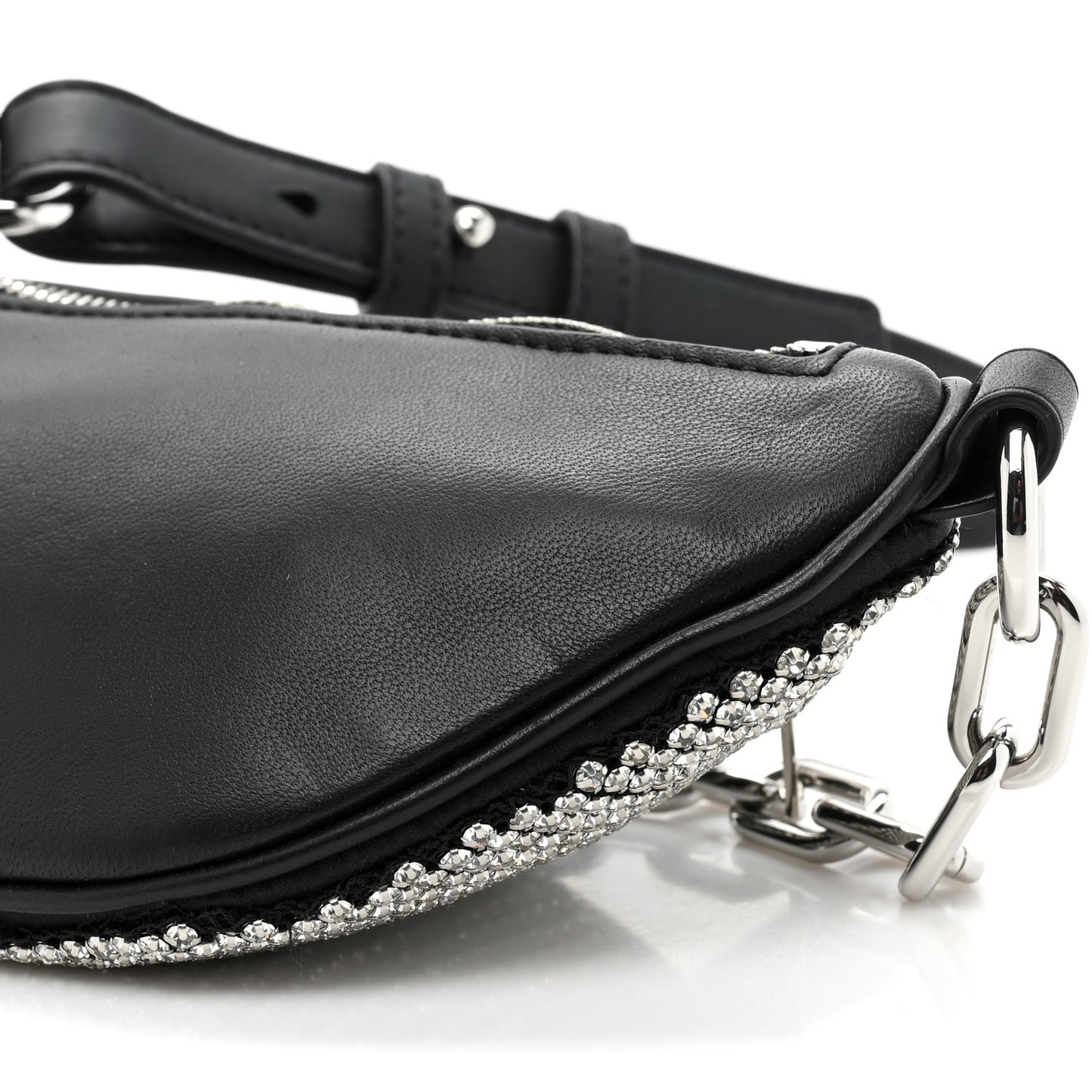Rhinestone Mesh Mini Attica Belt Bag Black